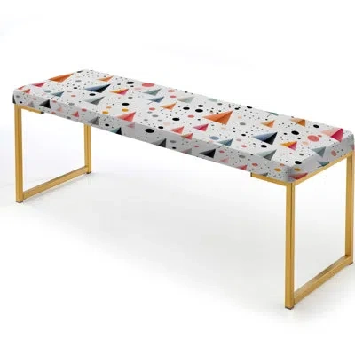 Design Art Tiny Triangles Pattern In Light Pink - Geometric Upholstered Gold Bench