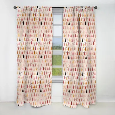 Design Art Tiny Triangles Pattern In Light Pink I - Abstract Geometric Blackout Curtain - 1 Panels In Pink;gold