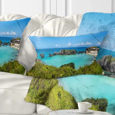Design Art Tobacco Bay Panorama Landscape Printed Lumbar Pillow In Multi-color