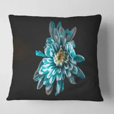 Design Art Top View Of Blue And White Flower - Traditional Printed Throw Pillow In Blue;black
