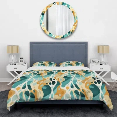 Design Art Topaz Giraffe Spots - Abstract Duvet Cover Set - Microfiber Polyester In Green;yellow