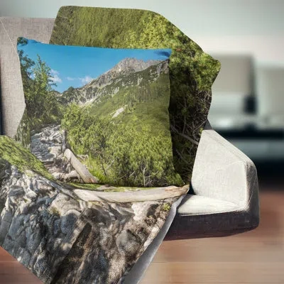 Design Art Tourist Trail In High Mountains Landscape Printed Pillow In Multi-color