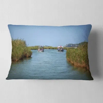 Design Art Touristic River Boats - Landscape Printed Throw Pillow