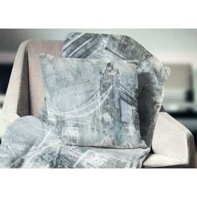 Design Art Tower Bridge London - Cityscape Printed Throw Pillow In Black;white