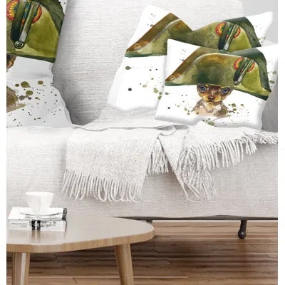 Design Art Toy Terrier Dog Graphics Art - Animal Printed Pillow In Brown;green