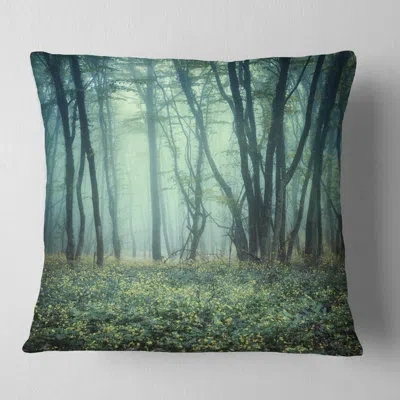 Design Art Trail Through Foggy Forest - Landscape Printed Pillow