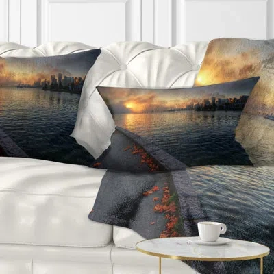 Design Art Tranquil Vancouver Downtown View - Landscape Printed Throw Pillow