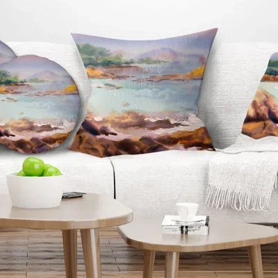 Design Art Tranquil Watercolor Waters - Sea & Shore Printed Throw Pillow