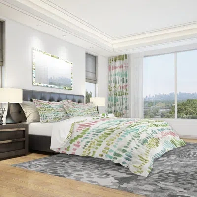 Design Art Transitional Duvet Cover Set - Microfiber Polyester In Multicolor