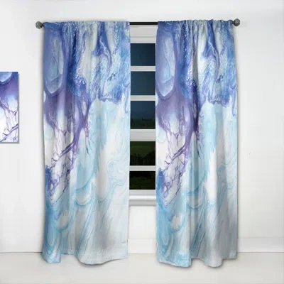 Design Art Translucent Red And Blue Ink Art Iii - Abstract Curtain - Velvet Room Darkening - 1 Panel