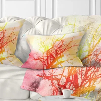 Design Art Tree With Colorful Smoke - Forest Printed Throw Pillow