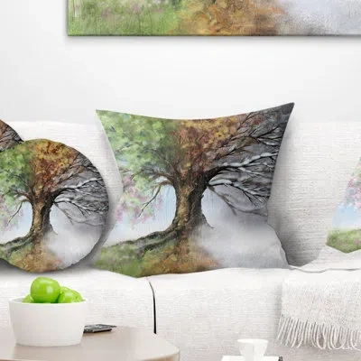 Design Art Tree With Four Seasons - Landscape Printed Pillow
