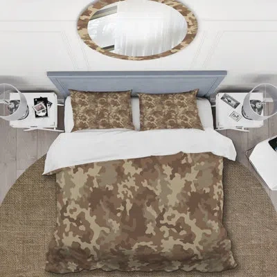 Design Art Trendy Brown Military Camouflage - Abstract Duvet Cover Set - Microfiber Polyester