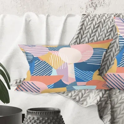 Design Art Trendy Contemporary Geometry Shapes Pattern - Mid-century Modern Printed Throw Pillow