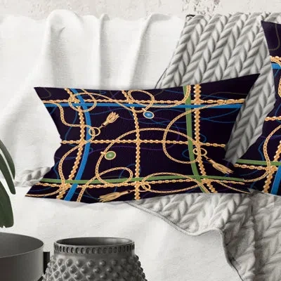 Design Art Trendy Gold Chain Pattern - Mid-century Modern Printed Throw Pillow