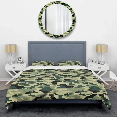 Design Art Trendy Green Camouflage - Abstract Duvet Cover Set - Microfiber Polyester