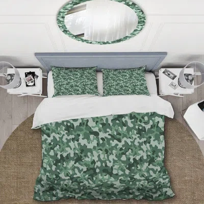 Design Art Trendy Green Military Camouflage - Abstract Duvet Cover Set - Microfiber Polyester