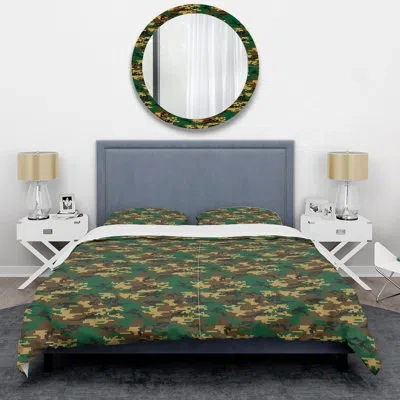 Design Art Trendy Green Military Camouflage - Abstract Duvet Cover Set - Microfiber Polyester