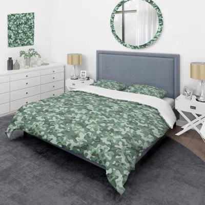 Design Art Trendy Green Military Camouflage - Abstract Duvet Cover Set - Microfiber Polyester
