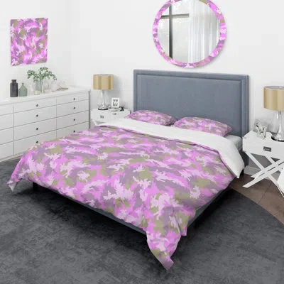 Design Art Trendy Pink Camouflage - Abstract Duvet Cover Set - Microfiber Polyester