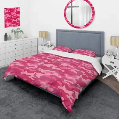 Design Art Trendy Pink Camouflage - Abstract Duvet Cover Set - Microfiber Polyester