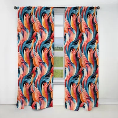 Design Art Trendy Wave Patterns 1970s Style - Abstract Curtain - Blackout Geometric Curtain - 1 Panels In Blue;pink