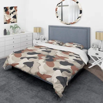 Design Art Trendy White Camouflage - Abstract Duvet Cover Set - Microfiber Polyester