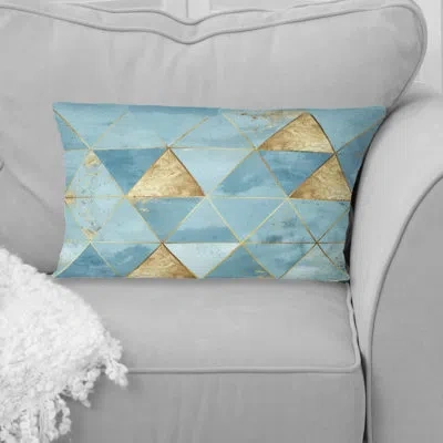 Design Art Triangle Glam I - Glam Lumbar Pillow In Blue;gold