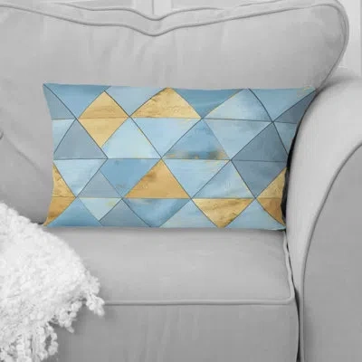 Design Art Triangle Glam Iii - Glam Lumbar Pillow In Blue;gold