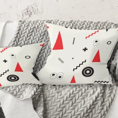 Design Art Triangular Retro Design Iii - Modernprintedthrowpillow In White