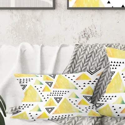 Design Art Triangular Retro Design Iv - Mid-century Modernprinted Throw Pillow