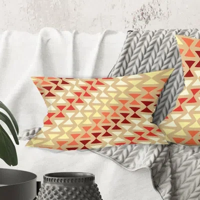 Design Art Triangular Retro Design Ix - Mid-century Modernprinted Throw Pillow