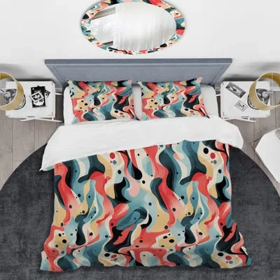 Design Art Tribal Adaptation Pink And Blue I Duvet Cover Set In Blue;pink