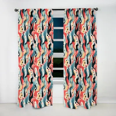 Design Art Tribal Adaptation Pink And Blue I - Modern Curtain - Velvet Room Darkening - 1 Panel In Blue;pink
