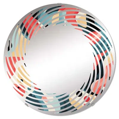 Design Art Tribal Adaptation Pink And Blue I - Spiral Wall Mirror Circle In Blue;pink