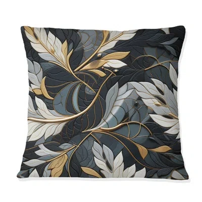 Design Art Tribal Essence Marble Pattern Ii - Marble Printed Throw Pillow In White;gray;gold