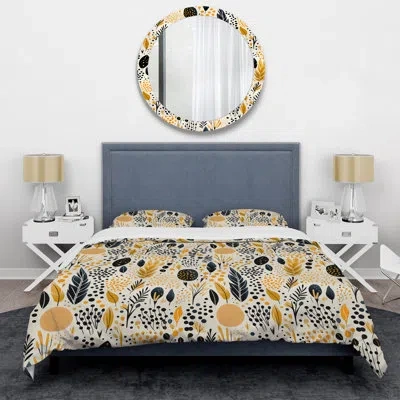 Design Art Tribal Fusion In Black & Yellow Bedding In Beige