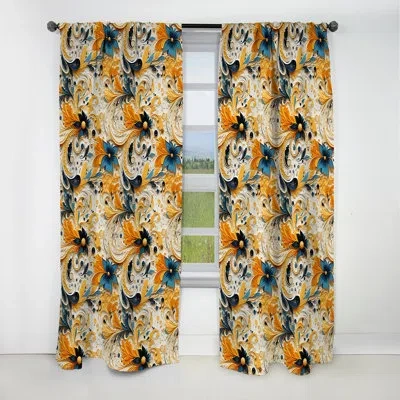 Design Art Tribal Fusion Marble Pattern - Abstract Marble Curtain - Blackout Marble Curtain - 1 Panels In Yellow;teal