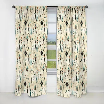 Design Art Tribal Harmony Boho Pattern - Abstract Curtain - Blackout Geometric Shapes Curtain - 1 Panels In Blue