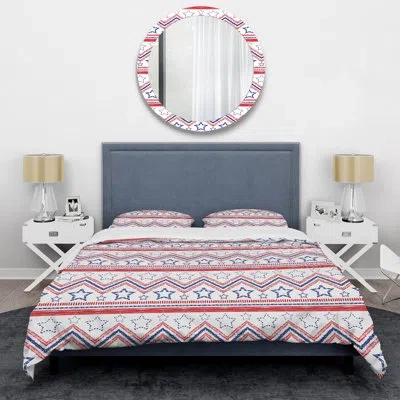 Design Art Tribal Zigzag Chevron - Abstract Duvet Cover Set - Microfiber Polyester In White