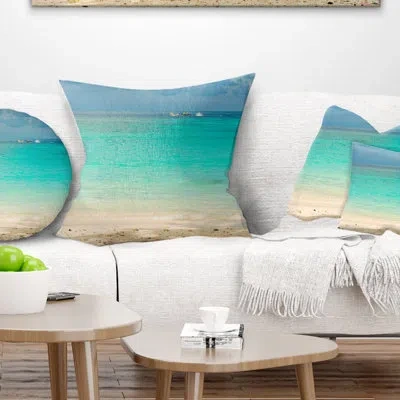 Design Art Tropical Andaman Sea With Blue Sky - Sea & Shore Printed Pillow