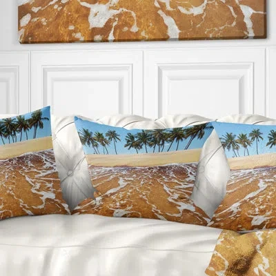 Design Art Tropical Beach With Crystal Waters - Sea & Shore Printed Throw Pillow In Blue;black;brown;green;red;yellow