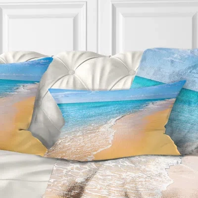 Design Art Tropical Blue Sea And Sky - Sea & Shore Printed Throw Pillow