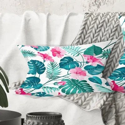 Design Art Tropical Botanicals And Flowers - Mid-century Modern Printed Throw Pillow