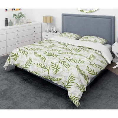 Design Art Tropical Botanicals I Mid-century Duvet Cover Set In Green
