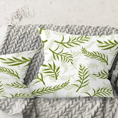Design Art Tropical Botanicals I - Mid-century Modern Printed Throw Pillow In Green
