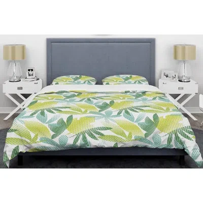 Design Art Tropical Botanicals Iii Mid-century Duvet Cover Set In Green