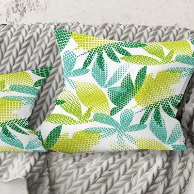 Design Art Tropical Botanicals Iii - Mid-century Modern Printed Throw Pillow In Green