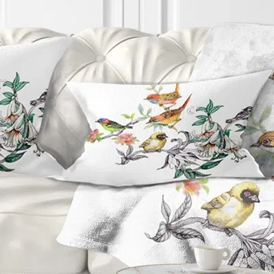 Design Art Tropical Flowers And Birds - Animal Printed Throw Pillow