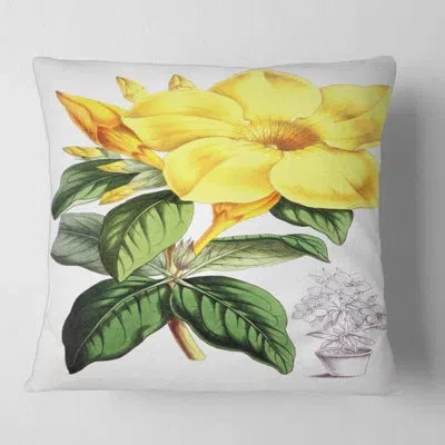 Design Art Tropical Flowers With Leaves Ii Square Pillow Cover & Insert In Yellow